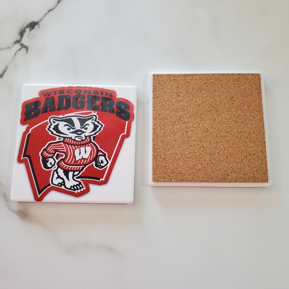 WISCONSIN BADGERS 2 pack Sandstone Coasters - Picture 4 of 9
